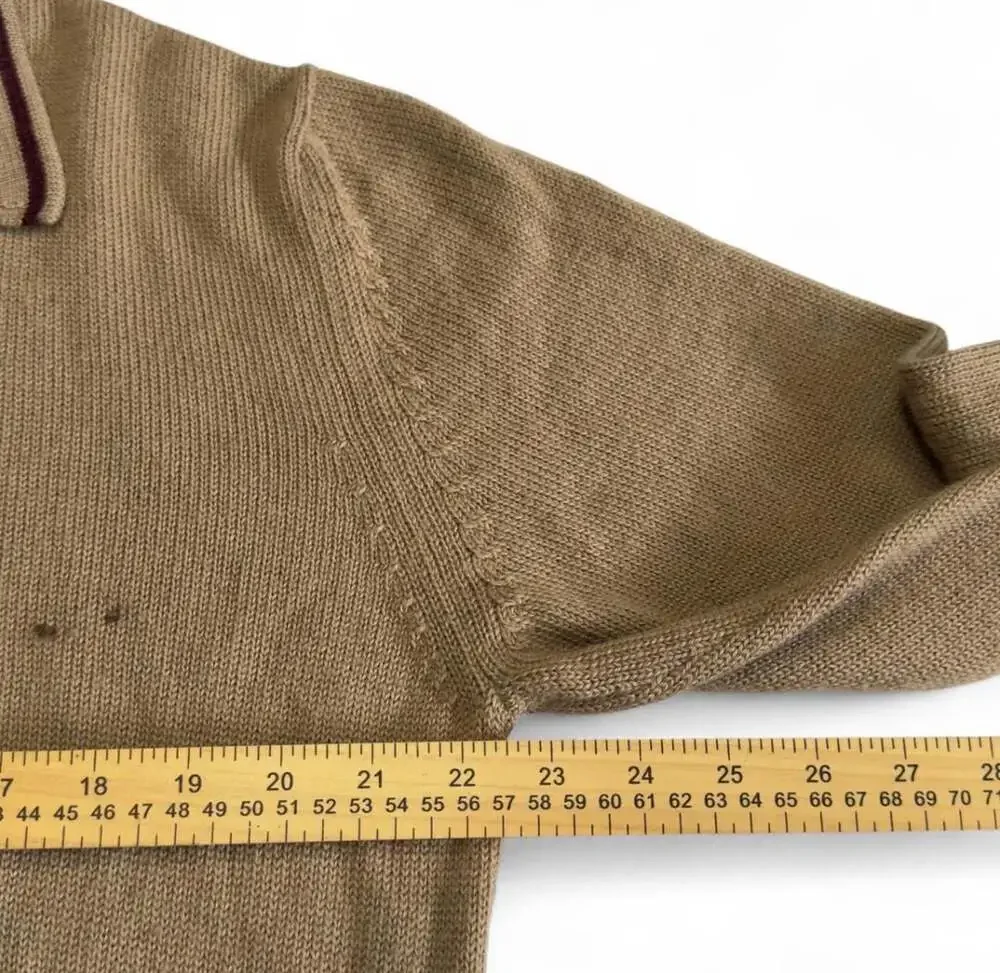 Alpa Pima Baby Alpaca Polo Sweater Size L Brown Long Sleeve Knit